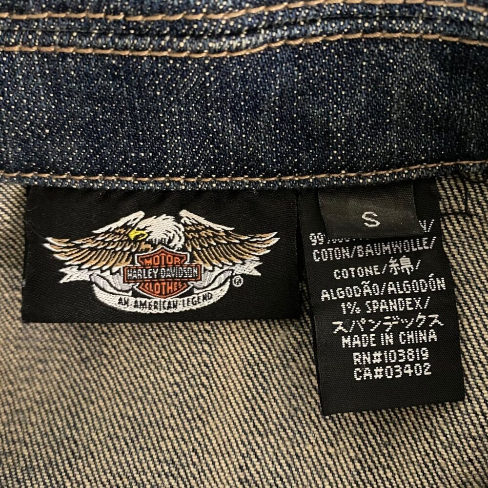 Y2K Harley-Davidson Embroidered Jean Jacket Women's Small Rhinestone Studded - Picture 10 of 14